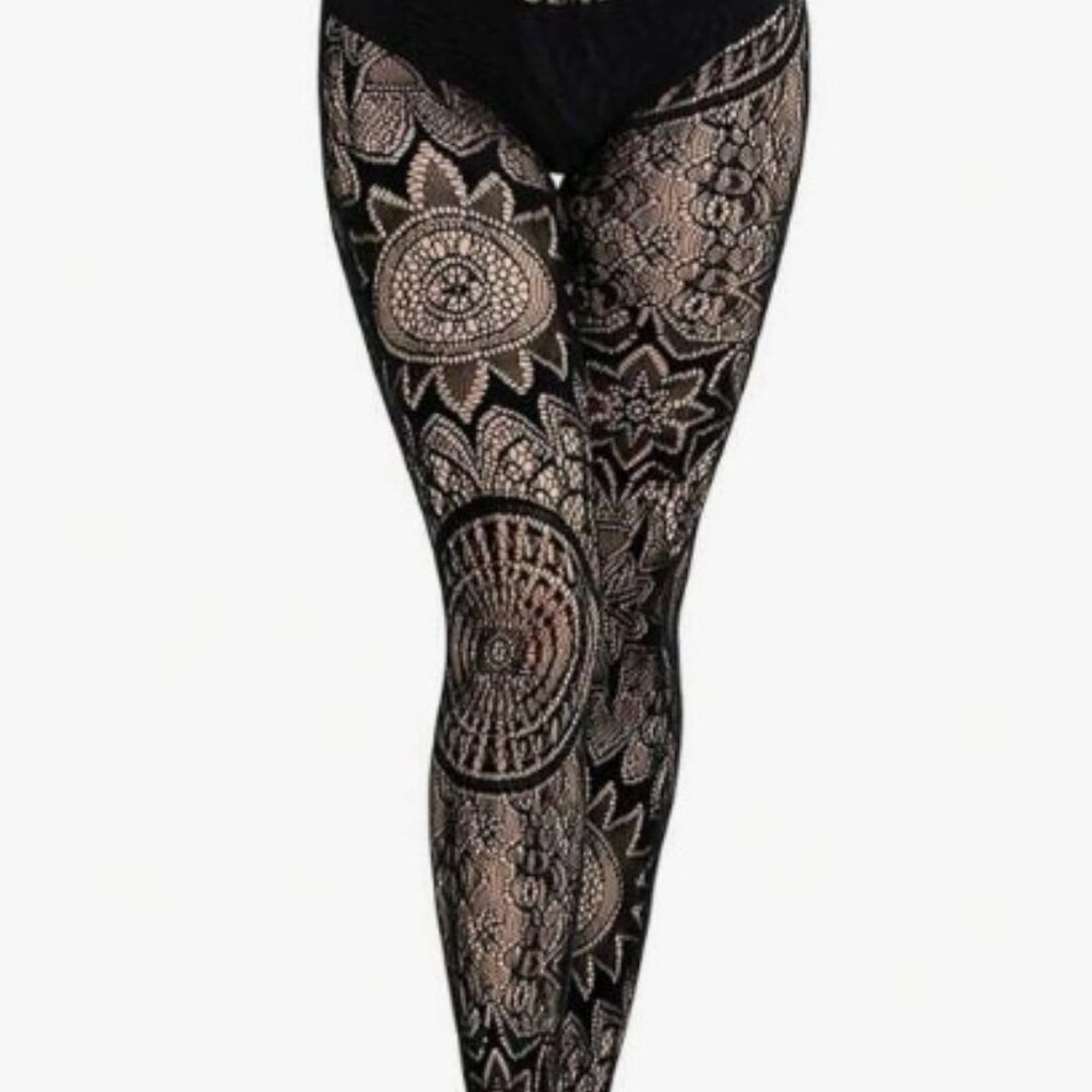 Mesh Fishnet lace Goth Pattern Pantyhose Stockings Hosiery one size NEW - Picture 3 of 3